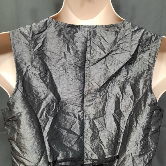 Vintage 90s Sleeveless Corset Top Juniors 13 Silver Black Trim Bow Lace Up - Picture 9 of 11